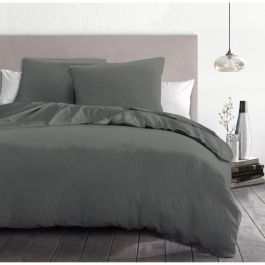 Home Linge Passion HP72076 Juego de Edredón 3 Piezas Microfibra 82g Gris Antracita 220x240 cm