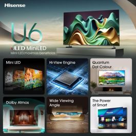 Hisense 65U6NQ Televisor Smart TV 65" 4K Ultra HD ULED Mini LED con HDR Dolby Vision & Atmos para Gaming VRR/ALLM Gris