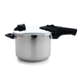 Pyrex Olla a presión Noble 6 L de Acero con fondo inducción, asas soft touch y apta lavavajillas, para todo tipo de cocinas