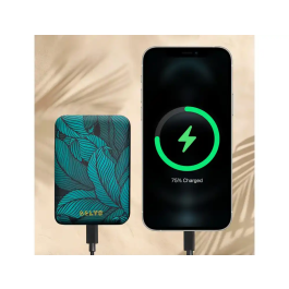 Wondee Batería Externa Magnética 5.000 mAh Jungla Diseño Hojas Azuladas