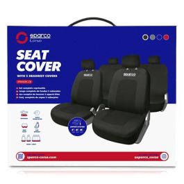 Sparco SPCS442BK Juego Completo Fundas Asiento Coche Sport Negras Universal 5 Cabezales Cremalleras Asientos Traseros Lavables Sparco SPCS442BK Juego Completo Fundas Asiento Coche Sport Negras Universal 5 Cabezales Cremalleras Asientos Traseros Lavables