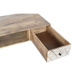 DKD Home Decor Mesa Centro Boho Natural Blanco 120 x 60 x 45 cm