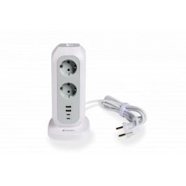 Verbatim Regleta de Enchufes 11 Tomas con 2 USB-C y 2 USB-A, Interruptor, Protección Sobrecargas, 2m Cable, Blanco