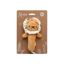 KioKids Sonajero Peluche León 18 cm Naranja, Suave Poliester para Bebés +0 Meses, Estimula Desarrollo Sensorial, Auditivo y Coordinación Ojo-Mano