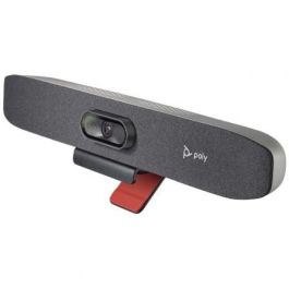 HP Poly Studio R30 - Barra de Vídeo USB 4K Ultra HD para Videoconferencias, Zoom 5x, Micrófono y Altavoces Integrados, Gris