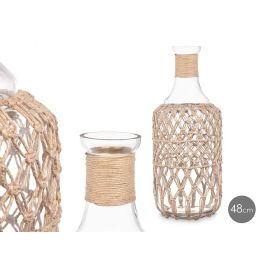 Botella de Vidrio con Cuerda Natural - Giftdecor 20x48x20 cm (2 Unidades)