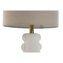 DKD Home Decor Lámpara de Sobremesa Scandi Blanco de Gres con Pantalla de Lino, 30x64x30 cm, Casquillo E27, Compatible LED