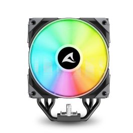 SHARKOON Refrigerador de aire para CPU A50 RGB con ventilador de 12 cm, 5 tubos de calor, TDP 230W, compatible con LGA1851, Negro