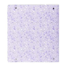 Carpeta Con Recambio Safta Din A4 Cuadro 5 mm Polipropileno Foam 4 Anillas 35 mm Estampados Floral Lila