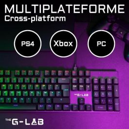 Teclado mecánico para juegos - THE G-LAB - KEYZ -CARBON -EX/FR - Retroiluminado - Interruptor azul - Reposamuñecas - FR