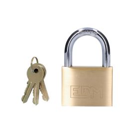 Edm Candado de latón arco normal dorado/cromado 70x20x48 mm con 3 llaves