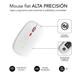 SUBBLIM Raton LED Dual Flat Mouse White