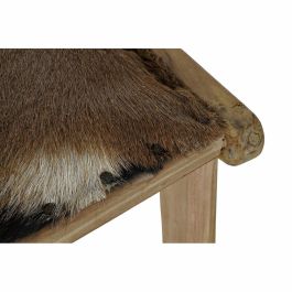 DKD Home Decor Descalzadora Colonial Marrón Natural de Teca y Piel de Vaca, 65x47x42 cm con Asiento 42 cm Alto DKD Home Decor Descalzadora Colonial Marrón Natural de Teca y Piel de Vaca, 65x47x42 cm con Asiento 42 cm Alto