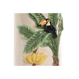 DKD Home Decor Jarrón Tropical Crudo Verde 12 x 22 x 12 cm Cerámica