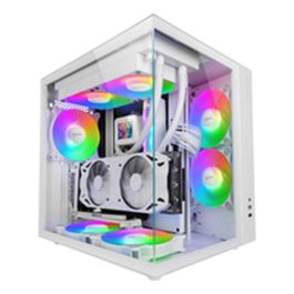 Mars Gaming MCVONEW Caja Gaming Semitorre MCV-ONE Blanca, Cristal Templado, Ventilador FRGB 120mm, Doble Cámara, ATX, RL 240mm