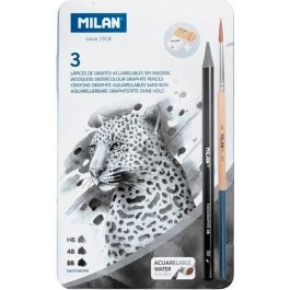 Milan Lápices Grafito Acuarelable Sin Madera 3 Hb-4B-8B + 1 Sacapuntas + 1 groma + 1 Pincel En Caja Metálica Precio: 7.49999987. SKU: B1CB7PSN8X