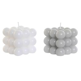 Vela Urban DKD Home Decor Gris Blanco 6 x 5 x 6 cm (12 Unidades)