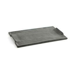 Quid Bandeja Rectangular Cerámica Mineral Gres 30x18 cm Negro 6 Unidades Texturizada Alta Resistencia Fabricada España Apta Lavavajillas y Microondas