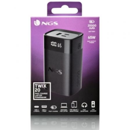 NGS TWIX20 Powerbank 20000mAh 65W compatible con portátiles Carga Rápida USB-C Negra