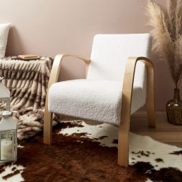 Home Deco Factory Butaca Hella - Diseño Original y Cómodo, Tapizado Suave, Patas Curvadas, Colección Natural