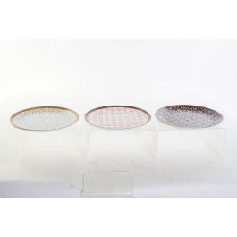 DKD Home Decor Plato New Bone Árabe Granate Gris 25.5x25.5 cm Apto Microondas Lavavajillas Colección Greature 1 Pack 12 Surtido