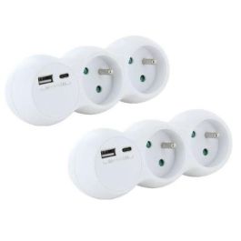Lote 2 dominó CHACON - 47002 - 2x16A con USB-A +USB-C - Blanco (FR) Precio: 34.50000037. SKU: B155TNJ8C8