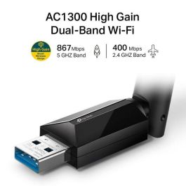TP-Link Archer T3U Plus Adaptador Wi-Fi USB 3.2 Gen 1 (867 Mbit/s) Doble Banda 2.4/5GHz Wi-Fi 5 (802.11ac) para PC/Portátil Negro