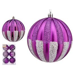 Set 6 Bolas Navidad Morado 10 cm Krist+ - PVC, Plata (6 Unidades) Precio: 44.9499996. SKU: B15H843ML2