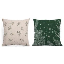 DKD Home Decor Funda de Cojín Cuadrada Navidad Alpina Blanco Verde de 45x45 cm - Pack de 4 Unidades de Algodón y Viscosa con Cremallera Precio: 30.50000052. SKU: B183QLGVGW