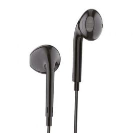 Tech One Tech Auriculares Eartech con Micrófono, Control de Volumen y Botón Multifunción, Compatibles con Apple, Android y Windows, Negro