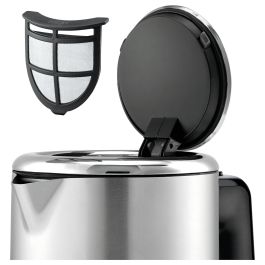 WMF 0413130011 Hervidor de Agua, 1.6L, 2400W, Acero Inoxidable, Indicador de Nivel de Agua, Protección Contra Sobrecalentamiento, Sin Cables