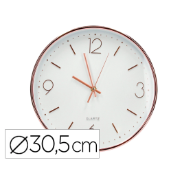 Q-connect Reloj de Pared Metálico Redondo 30.5 cm Movimiento Silencioso Rosa Dorado Precio: 14.49999991. SKU: B1DS9TA764