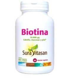 SURA VITASAN Biotina 10000mcg, 60 cápsulas veganas para Pelo, Piel y Uñas saludables. Vitamina B7 de alta potencia Precio: 14.6899995. SKU: B1DKEWFR7H