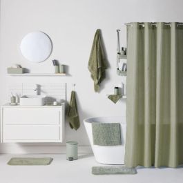 Cortina de ducha con diseño de gofres - Verde - Poliéster - 180 x 200 cm - 12 ganchos - UTILITY - TODAY Cortina de ducha con diseño de gofres - Verde - Poliéster - 180 x 200 cm - 12 ganchos - UTILITY - TODAY