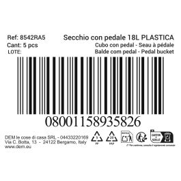Inde Cubo de basura con pedal Ecoponto 18 L Plástico (5 Unidades)