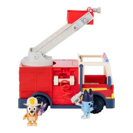 Moose 17610 Camión de Bomberos Bluey con Figuras Bluey, Bingo y Bob Bilby, escalera elevable y manguera, +3 años