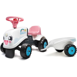 Falk Tractor Rainbow Farm con remolque para niños de 1 año. Colores pastel. Fabricado en Francia. Precio: 51.94999964. SKU: B14Y4J3TRH
