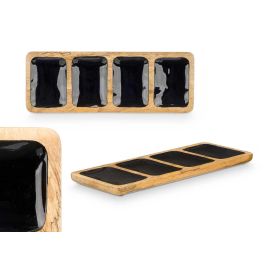 Bandeja Rectangular 4 Espacios Madera Mango Negro Giftdecor 46x17x3 cm (6 Unidades) Bandeja Rectangular 4 Espacios Madera Mango Negro Giftdecor 46x17x3 cm (6 Unidades)