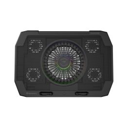 GENESIS Oxid 850 Almohadilla Refrigeradora para Portátil 17.3" con 5 Ventiladores, Iluminación RGB, Ajuste de Altura y 2 Puertos USB Negro