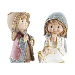 Nacimiento Navidad Tradicional DKD Home Decor Marron Azul 4.9 x 10.2 x 5.3 cm Set de 3 (4 Unidades)