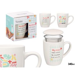 Vessia Taza Porcelana Nature con Tapa y Filtro, Blanco, 340 ml, Surtida, 12 x 10 x 8 cm (Set de 24) Precio: 83.49999944. SKU: B13Q988Y5V