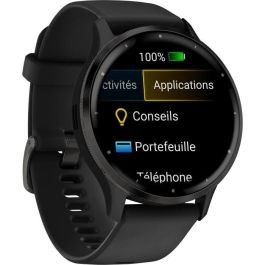 Reloj GPS conectado - GARMIN - Venu 3 - WiFi - 35,4 mm (1.4) - Acero gris, caja negra y correa de silicona negra Reloj GPS conectado - GARMIN - Venu 3 - WiFi - 35,4 mm (1.4) - Acero gris, caja negra y correa de silicona negra