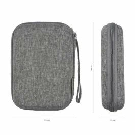 AISENS ASBG-005-GR Estuche Protector Rígido para Disco Duro Externo 2.5" Gris, Algodón y Lino, con Cremallera y Compartimento para Cables