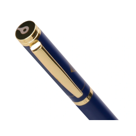 Belius Soiree Boligrafo y Estuche Color Azul Marino y Dorado Tinta Azul Punta 0,8 mm en Caja de Diseño Art Deco Elegante