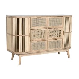 DKD Home Decor Cajonera Scandi 6 Cajones y 2 Puertas Abeto Ratán Natural Dorado 120 cm Ancho x 40 cm Fondo x 80 cm Alto Precio: 380.5000001. SKU: B154GRB99S