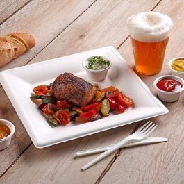 Set de 25 Platos Biodegradables Cuadrados 26 cm Algon (8 Unidades) Set de 25 Platos Biodegradables Cuadrados 26 cm Algon (8 Unidades)