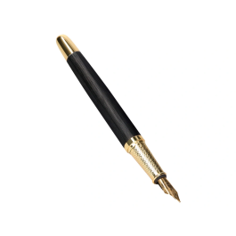 Belius Passion d'or Pluma Estilográfica Aluminio Negro y Dorado Tinta Azul Caja de Diseño M