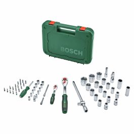 Bosch BOS4053423254150 Juego de Trinquete 57 Piezas 1/4 + 1/2 para Bricolaje, 55 Accesorios Alto Torque con Estuche de Transporte