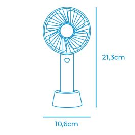 Ventilador de mano, recargable. 4,5w aspas 10,6x6,5x22cm edm