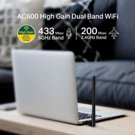 TP-Link T2U Plus Adaptador USB Wi-Fi AC600 Dual Band Alta Ganancia 5dBi para Windows/Mac